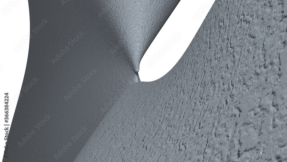 Poster 3d illustration of a geometrical shape of light slate gray color on a white abstract background as a