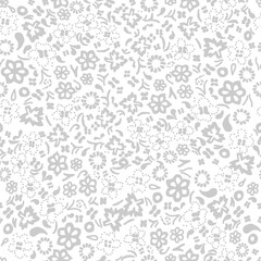 Hand drawn flowery seamless pattern background