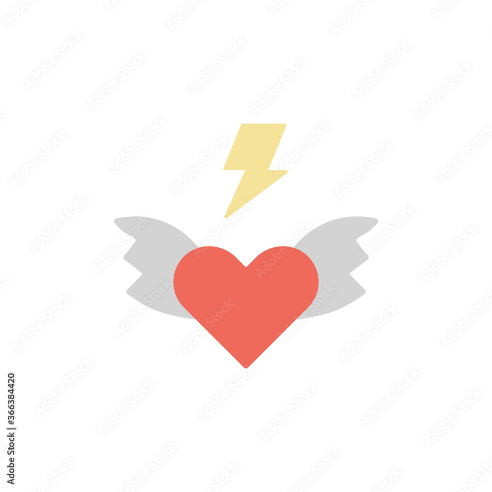 Poster love, wing icon. simple color vector elements of rock n roll icons for ui and ux, website or mobile 