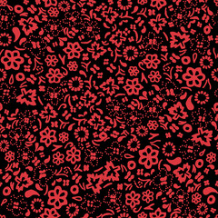 Hand drawn flowery seamless pattern background