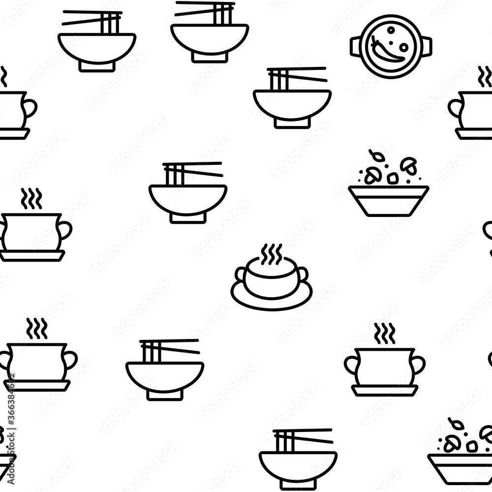 Aufkleber soup different recipe vector seamless pattern thin line illustration