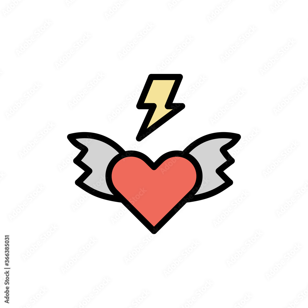 Poster love, wing icon. simple color with outline vector elements of rock n roll icons for ui and ux, websi