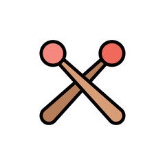 Drumstick icon. Simple color with outline vector elements of rock n roll icons for ui and ux, website or mobile application