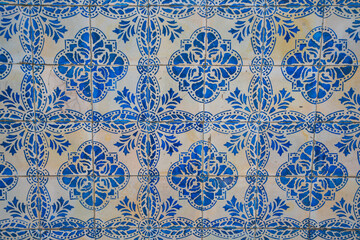 Blue Glass Mosaic Tiles Wall Texture. Abstract Close up Pattern Decoration Background