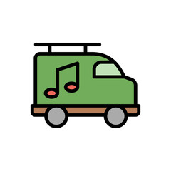 Music caravan icon. Simple color with outline vector elements of rock n roll icons for ui and ux, website or mobile application