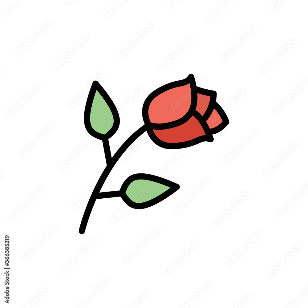Aufkleber rose icon. simple color with outline vector elements of rock n roll icons for ui and ux, website or 