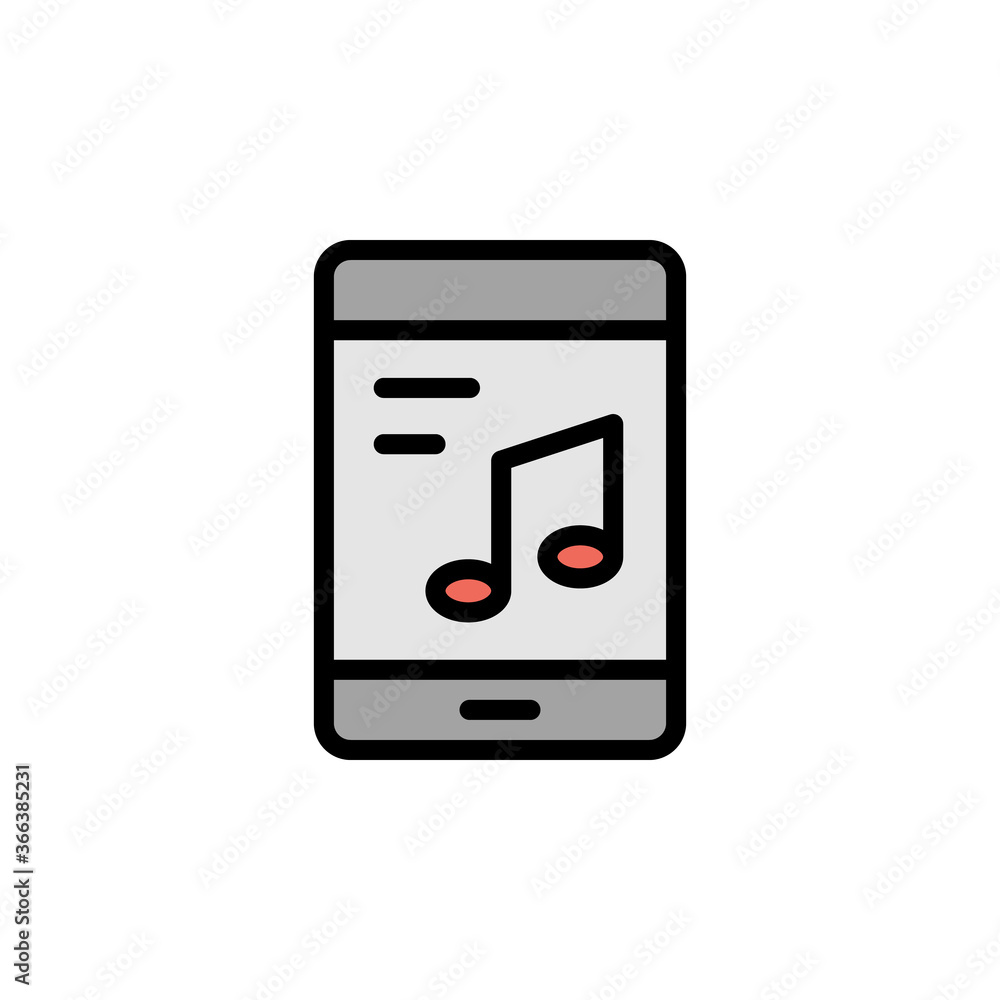 Poster application, smartphone, rock icon. simple color with outline vector elements of rock n roll icons f