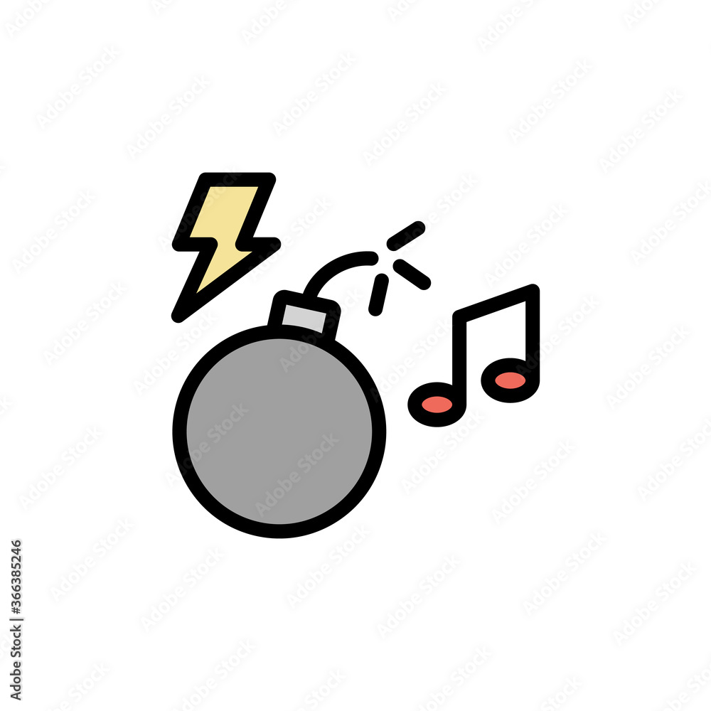 Poster Bomb icon. Simple color with outline vector elements of rock n roll icons for ui and ux, website or mobile application