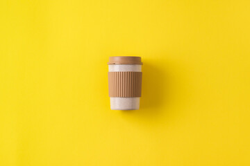 Reusable portable coffee mug. Travel coffee cup with spill stopper to go. Sustainable organic...