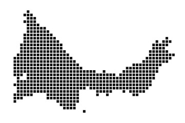 Providenciales map. Map of Providenciales in dotted style. Borders of the island filled with rectangles for your design. Vector illustration.