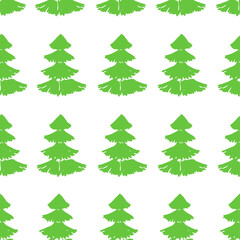 Seamless pattern with Christmas trees. Winter forest hand drawn. Vector