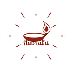 happy navratri indian celebration burning candle, goddess durga culture silhouette style icon