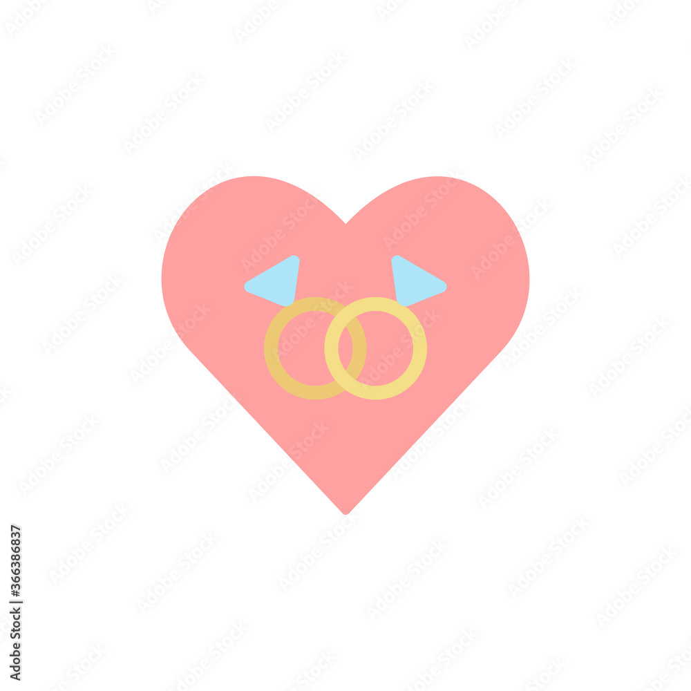 Poster heart, rings icon. simple color vector elements of marriage icons for ui and ux, website or mobile a