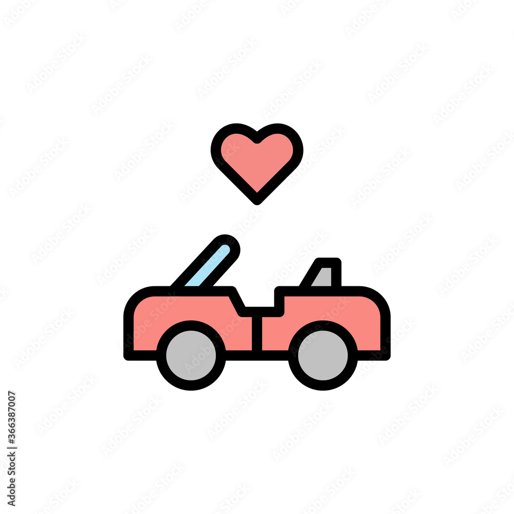 Poster car, wedding icon. simple color with outline vector elements of marriage icons for ui and ux, websit
