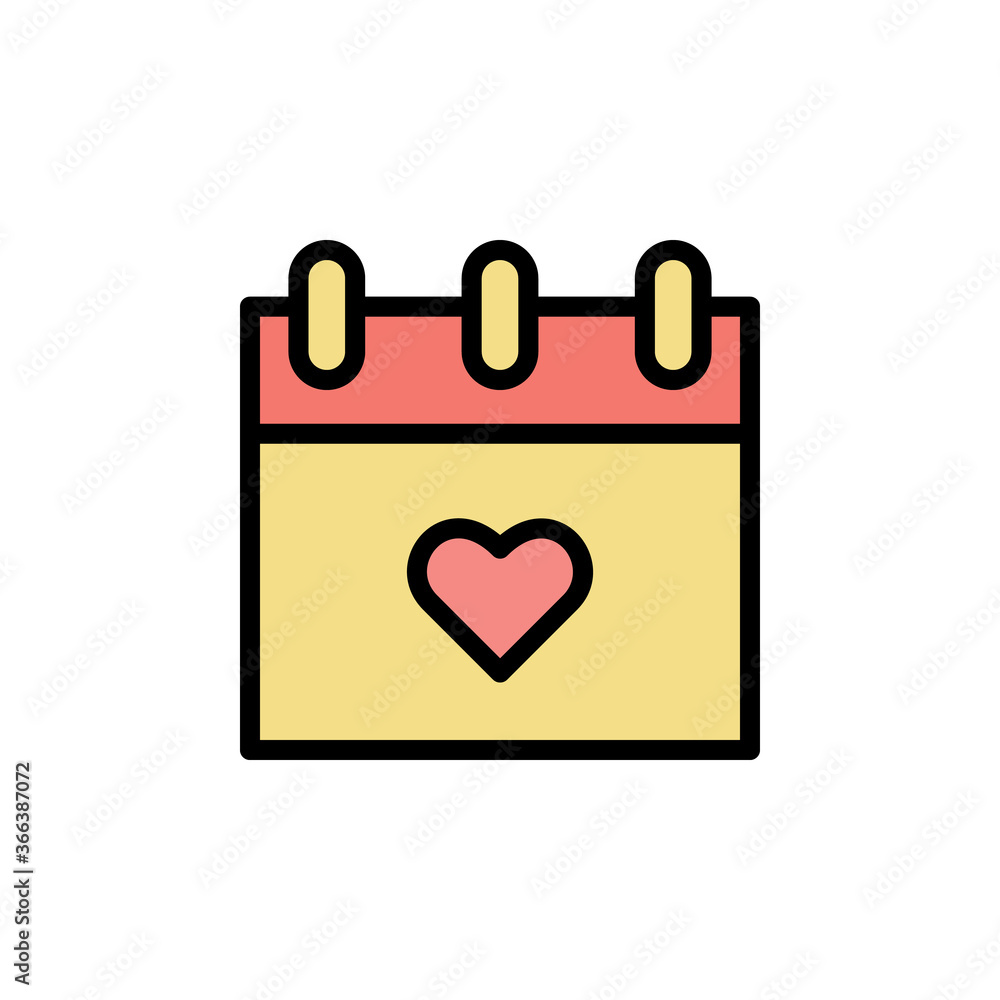 Poster calendar, wedding icon. simple color with outline vector elements of marriage icons for ui and ux, w