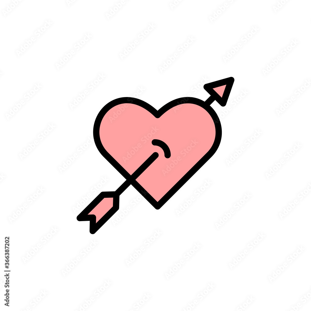 Poster love, heart, arrow icon. simple color with outline vector elements of marriage icons for ui and ux, 