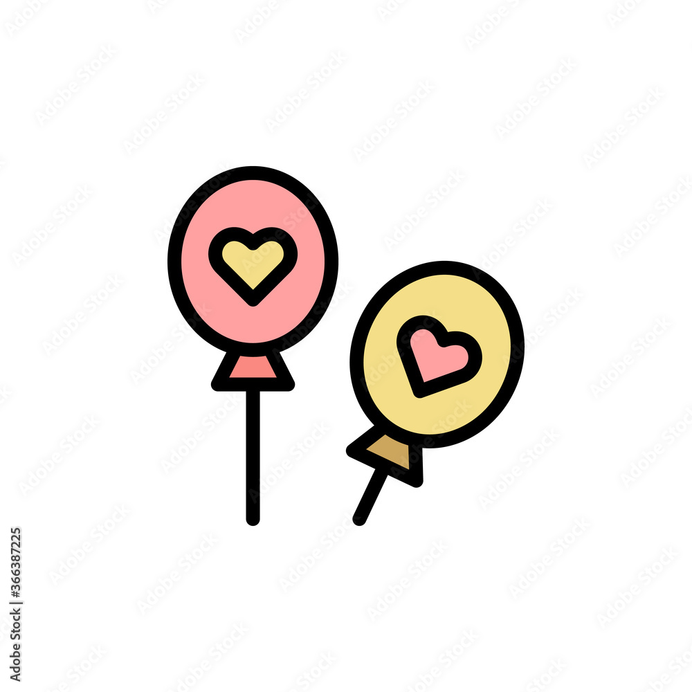 Poster balloons, wedding icon. simple color with outline vector elements of marriage icons for ui and ux, w