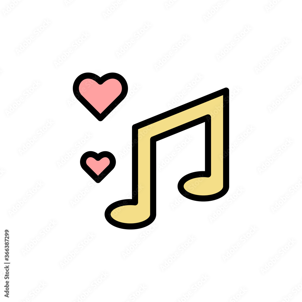 Poster music, note, wedding icon. simple color with outline vector elements of marriage icons for ui and ux