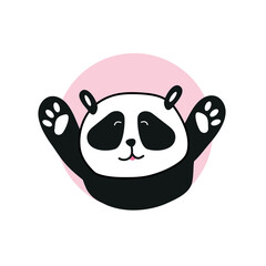 Happy panda character. Panda hugs