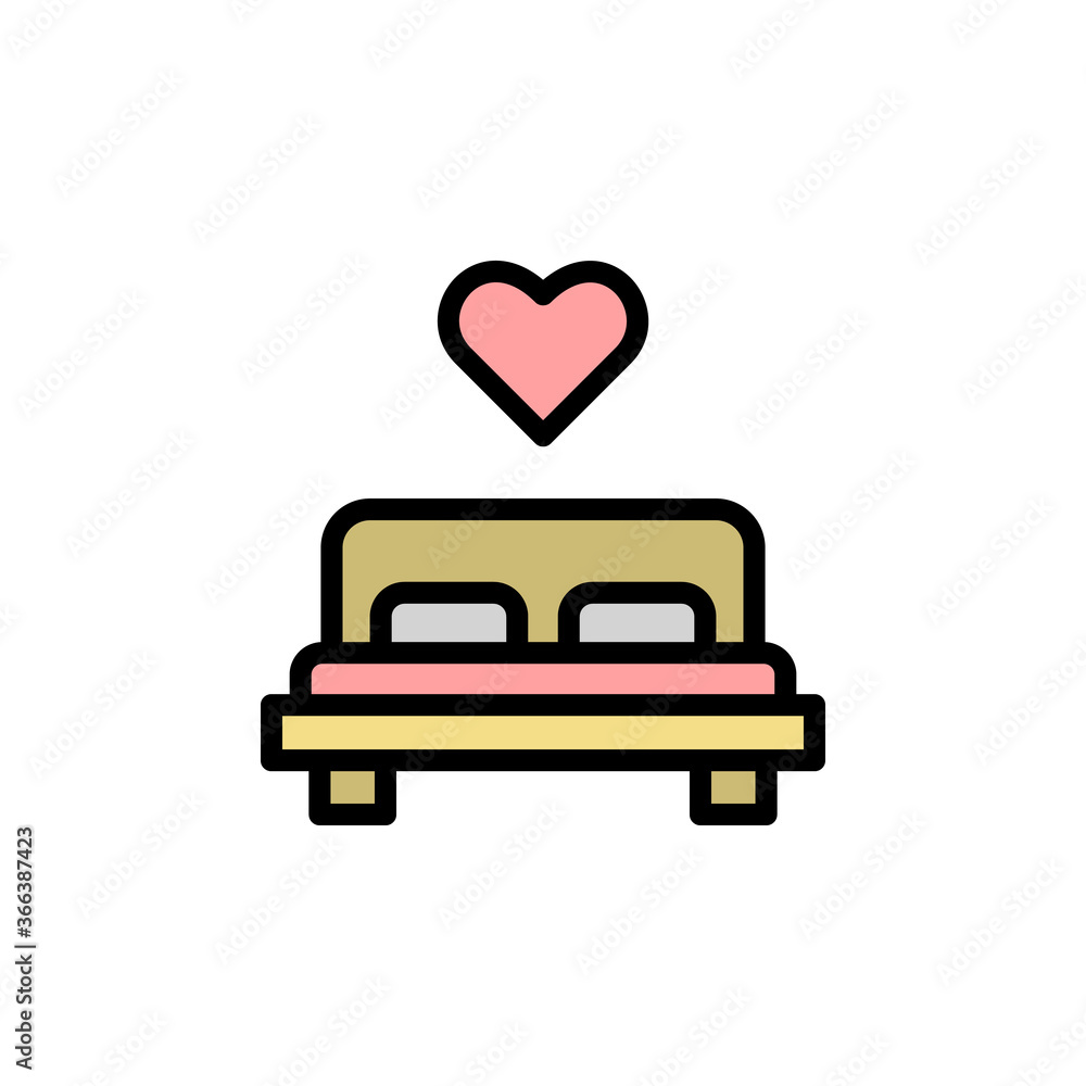 Poster double bed, wedding icon. simple color with outline vector elements of marriage icons for ui and ux,