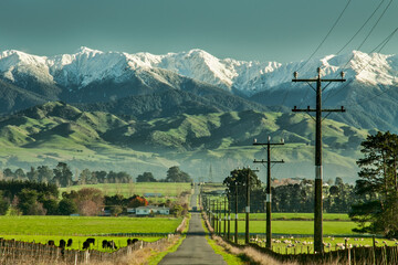 Snow covered Tararua Ranges