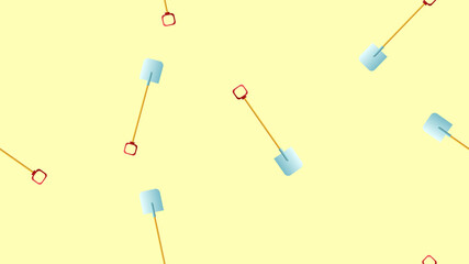 Hand Drawn Crossed Shovels Illustration Pattern on Green Backgro