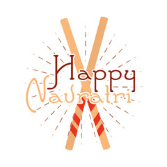 happy navratri indian celebration, goddess durga culture, creative celebration card flat style icon