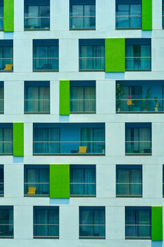 Hotel wall with green decor. Saigon.