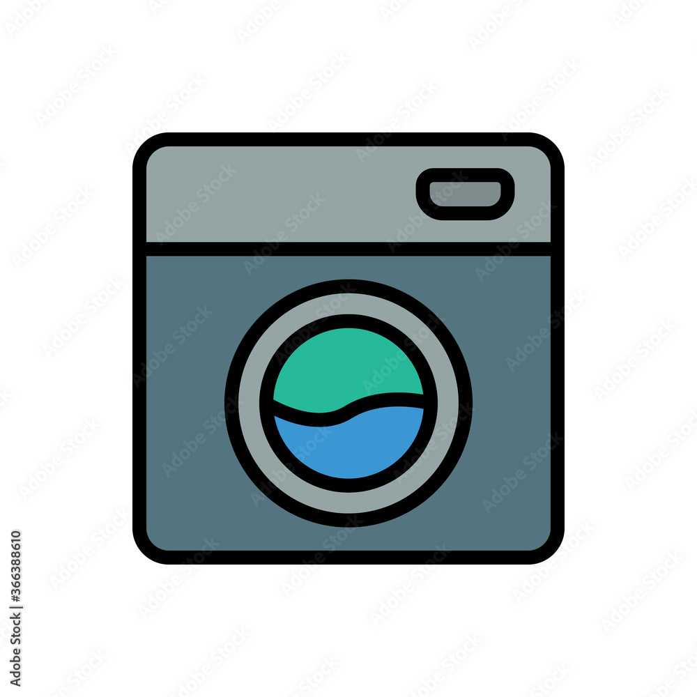 Poster washing machine icon. simple color with outline vector elements of aqua icons for ui and ux, website
