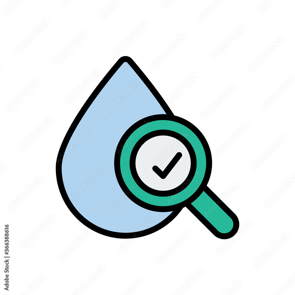 Poster clean, water drop, search icon. simple color with outline vector elements of aqua icons for ui and u
