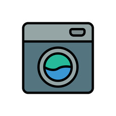 Washing machine icon. Simple color with outline vector elements of aqua icons for ui and ux, website or mobile application