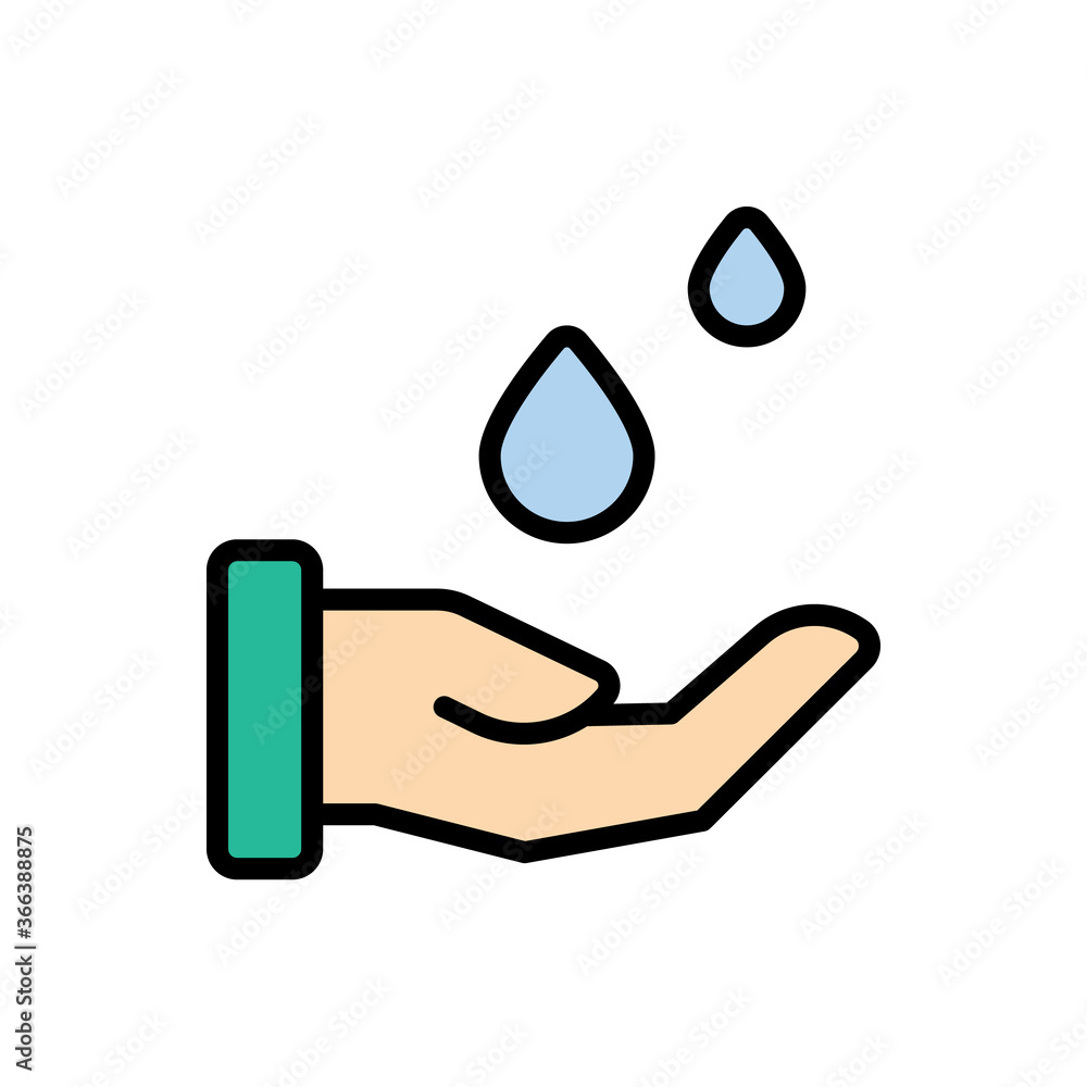 Poster hand, water drop icon. simple color with outline vector elements of aqua icons for ui and ux, websit