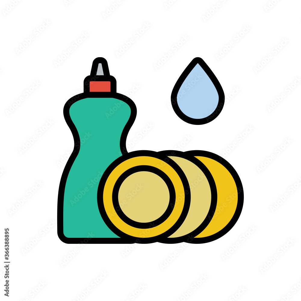 Poster soap, water, plates icon. simple color with outline vector elements of aqua icons for ui and ux, web