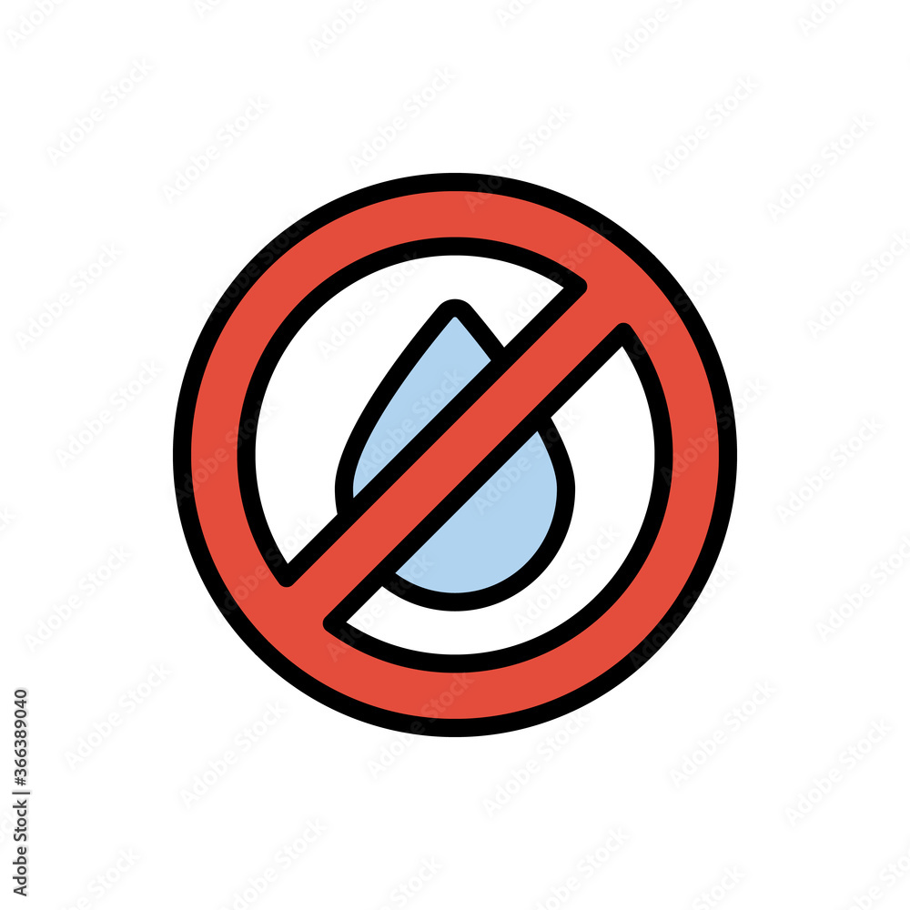 Poster prohibition, water icon. simple color with outline vector elements of aqua icons for ui and ux, webs