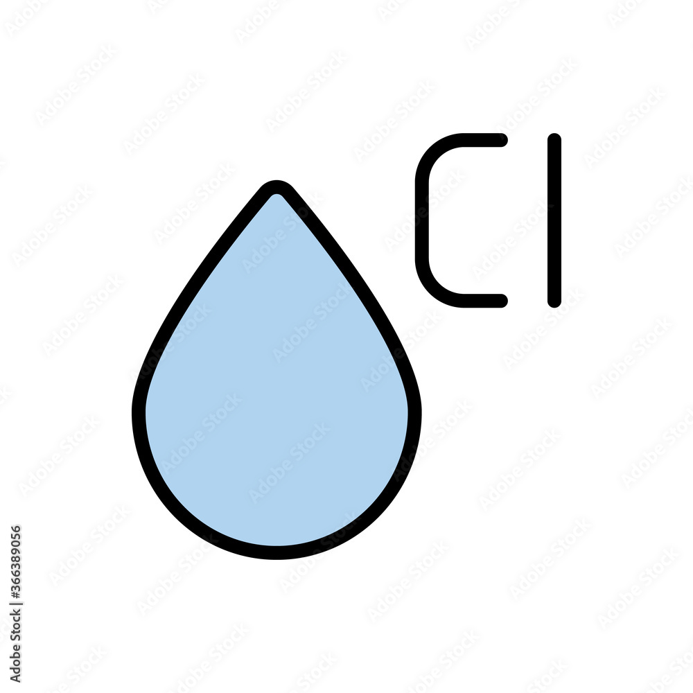 Poster chlorine, water drop icon. simple color with outline vector elements of aqua icons for ui and ux, we