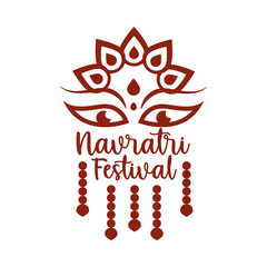 happy navratri indian celebration, goddess durga culture decoration silhouette style icon