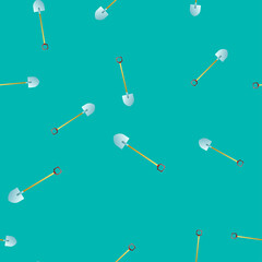 Seamless pattern with garden tools, vector simple shovels