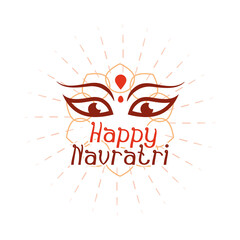 happy navratri indian celebration, durga goddess of power flat style icon