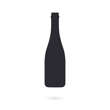 Champagne bottle. Silhouette сhampagne bottle. Vector icon. Vector bottle. Silhouette wine bottle. Stencil wine bottle.
