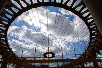 The main pavilion from the 1964 New York Worlds Fair has fallen into rust and ruin but still stand in Flushing Meadow, Queens, New York.
