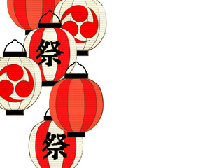 日本の祭の提灯のイラスト背景 © konohana