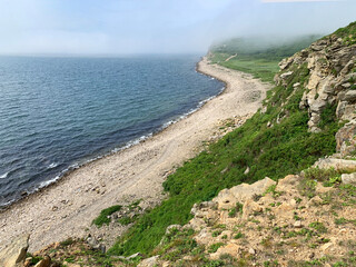 Russia, Vladivostok, Bay of Akhlestyshev on Russkiy island  in summer day