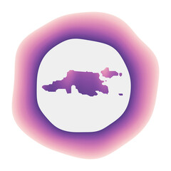 Jost Van Dyke icon. Colorful gradient logo of the island. Purple red Jost Van Dyke rounded sign with map for your design. Vector illustration.