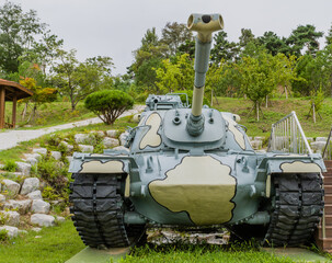 Fototapeta premium Front view of military tank