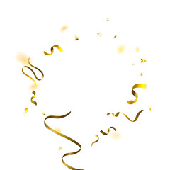 Fototapeta premium Holiday Serpentine. Gold Foil Streamers Ribbons.