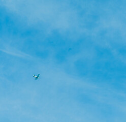 Single engine airplane flying high