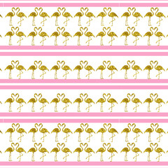 Golden Flamingo Patterns Texture seamless background, 3d illustration