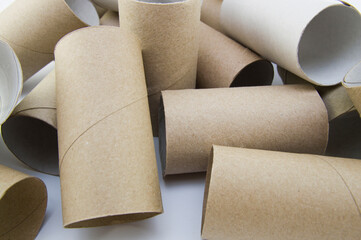 toilet paper bushings lie on a white background on isolate