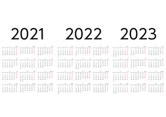 2021年から2023年の月曜始まり3年カレンダー