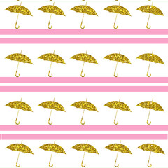Golden Umbrella Patterns Texture seamless background, 3d illustration